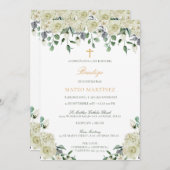 Invitation Invitación de Bautizo con Flores Baptism (Devant / Derrière)