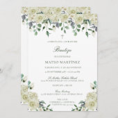Invitation Invitación de Bautizo con Flores Baptism (Devant / Derrière)