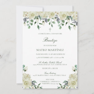 Invitation Invitación de Bautizo con Flores Baptism