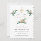 Invitation Invitacion De Bautizo Con Flores Gold Ivory Lily (Devant)