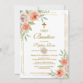 Invitation Invitación de Bautizo con Rosas de Jardín (Devant)
