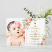 Invitation Invitación de Bautizo con Rosas de Jardín (Debout devant)