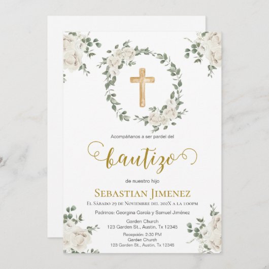 Invitation Invitación de bautizo en español (Devant / Derrière)