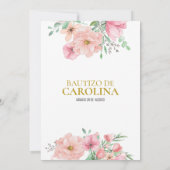 Invitation Invitación de bautizo flores rosas (Dos)