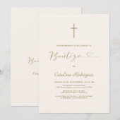 Invitation Invitacion De Bautizo Hija Girl Baptism (Devant / Derrière)