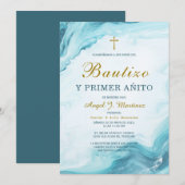 Invitation Invitación de Bautizo Y Primer Añito (Devant / Derrière)