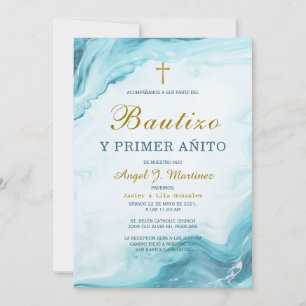 Invitation Invitación de Bautizo Y Primer Añito