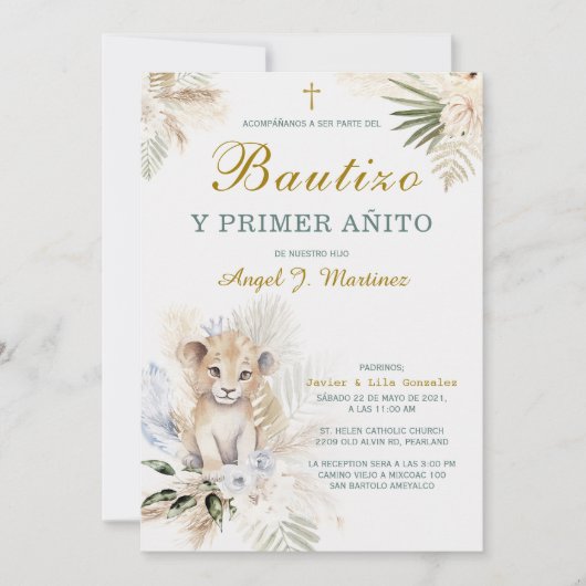 Invitation Invitación de Bautizo Y Primer Añito (Devant)
