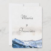 Invitation Invitacion de Boda Acuarela Montaña Brumosa Azul (Dos)