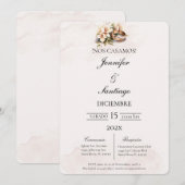 Invitation Invitación de boda beige con anillo (Devant / Derrière)