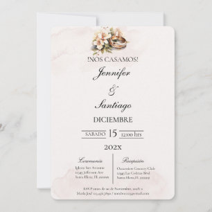 Invitation Invitación de boda beige con anillo