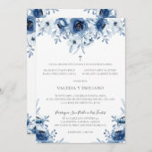 Invitation Invitación de Boda Catolica Mariage Azul Marino (Devant / Derrière)