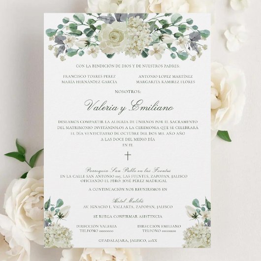Invitation Invitación de Boda Catolica Mariage officiel