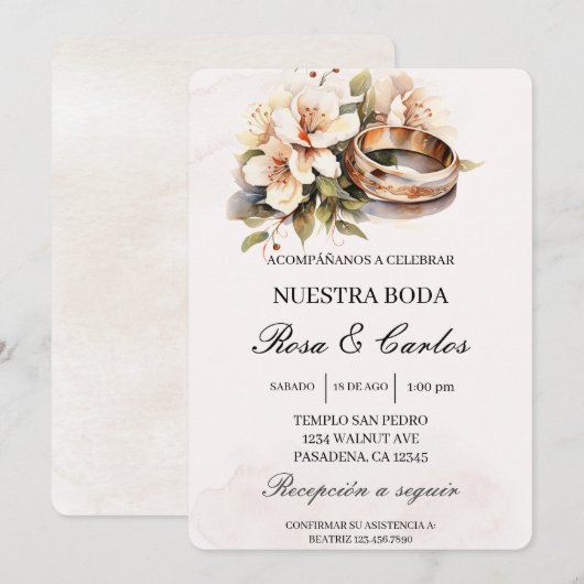Invitation Invitacion de boda con anillo (Devant / Derrière)