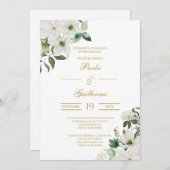 Invitation Invitación de boda con flor blanca (Devant / Derrière)