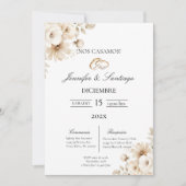 Invitation Invitación de boda con flor blanca (Devant)