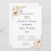 Invitation Invitación de boda con flor blanca (Devant / Derrière)