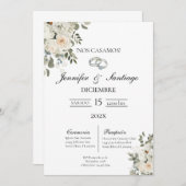Invitation Invitación de boda con flor blanca (Devant / Derrière)