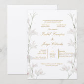 Invitation Invitación de boda con flor bleu beige (Devant / Derrière)