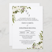 Invitation invitación de boda con flores blancas  (Devant / Derrière)
