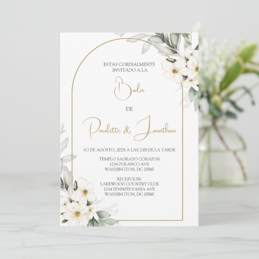 Invitation Invitacion de boda con ramo blanco (Debout devant)
