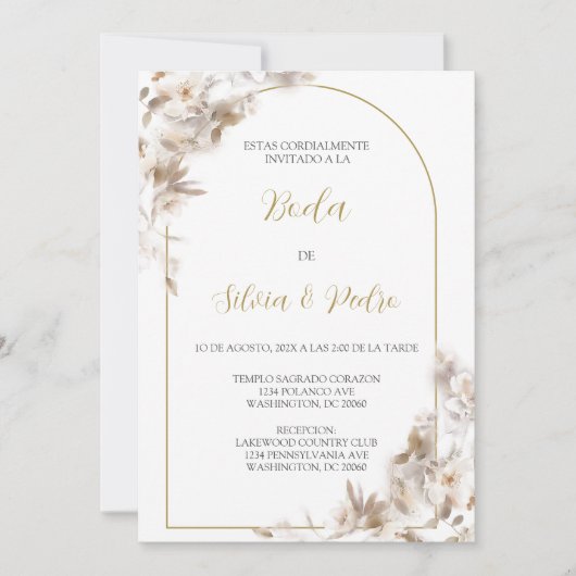 Invitation Invitacion de boda con ramo blanco (Devant)