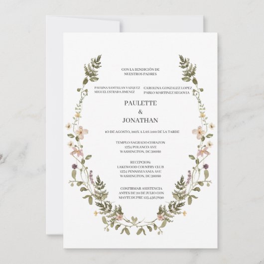 Invitation Invitacion de boda con ramo de flor (Devant)