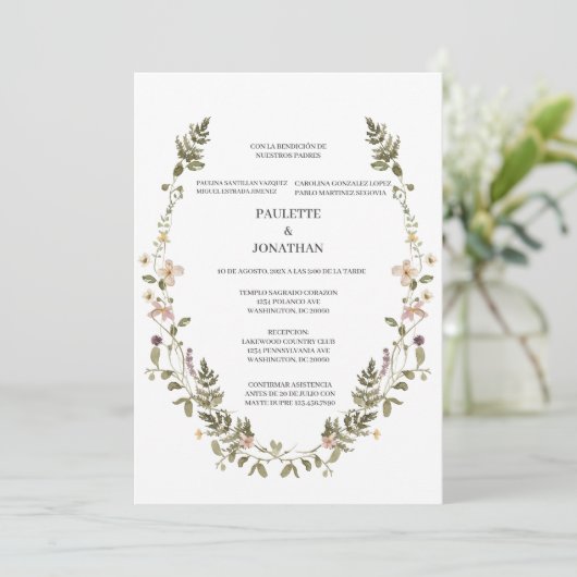 Invitation Invitacion de boda con ramo de flor (Debout devant)