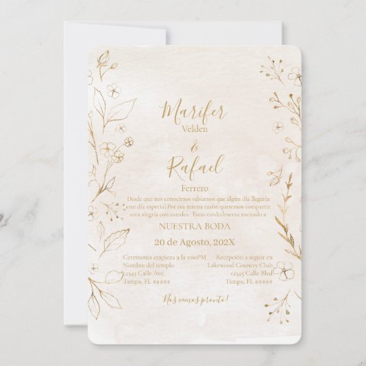 Invitation Invitación de boda con rosas (Devant)