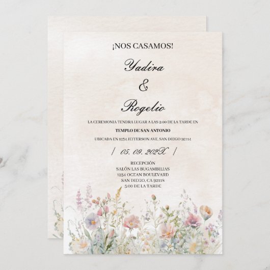 Invitation Invitacion de boda de flor (Devant / Derrière)