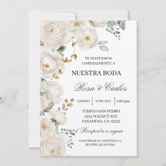 Invitation Invitacion de boda de flor blanca (Devant)