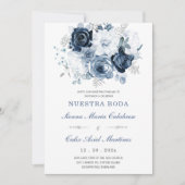 Invitation Invitación De Boda Elegante Con Rosas Azules (Devant)