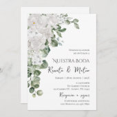 Invitation Invitación de Boda Flores Blanca y Verdes  (Devant / Derrière)