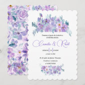 Invitation Invitación de Boda “Flores en Tono Lila” (Devant / Derrière)