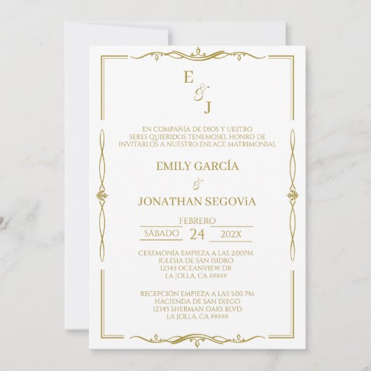 Invitation invitación de boda minimalista oro (Devant)