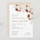 Invitation Invitación de Boho a la boda española (Devant / Derrière)