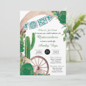 Invitation Invitación de Charro Huapango Quinceanera, Vert (Debout devant)
