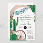 Invitation Invitación de Charro Huapango Quinceanera, Vert (Devant / Derrière)