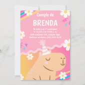Invitation Invitación de Cumpleaños Capibara de Niña Rosa (Devant)