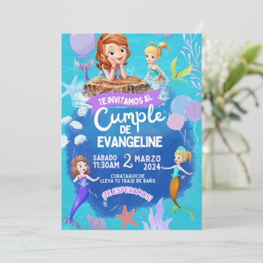 Invitation Invitación de cumpleaños de la princesa Sofia. (Debout devant)