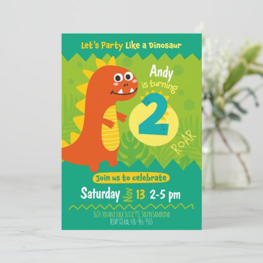 Invitation Invitación de cumpleaños dinosaurio (Debout devant)