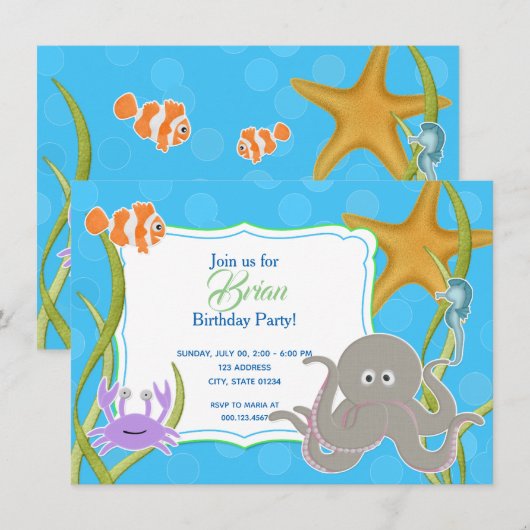 Invitation Invitación de Cumpleaños - EL mars de Bajo de (Devant / Derrière)