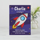 Invitation Invitación de fiesta de cumpleaños Nave Espacial (Debout devant)