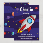 Invitation Invitación de fiesta de cumpleaños Nave Espacial (Devant / Derrière)