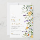 Invitation Invitación de Flores Silvestres para Bautizo (Devant)