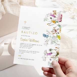 Invitation Invitación de Flores Silvestres para Bautizo