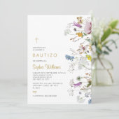 Invitation Invitación de Flores Silvestres para Bautizo (Debout devant)