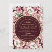 Invitation Invitación de Matrimonio Floral Rosa-Rubor Borgoña (Devant)