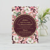 Invitation Invitación de Matrimonio Floral Rosa-Rubor Borgoña (Debout devant)