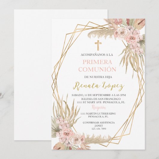 Invitation Invitacion de primera comunión. (Devant / Derrière)